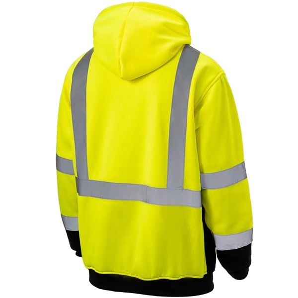 Hi Viz Class 3 Reflective Tape Safety Dual Mic Tabs Hoodie - Hi Viz Class 3 Reflective Tape Safety Dual Mic Tabs Hoodie - Image 4 of 4