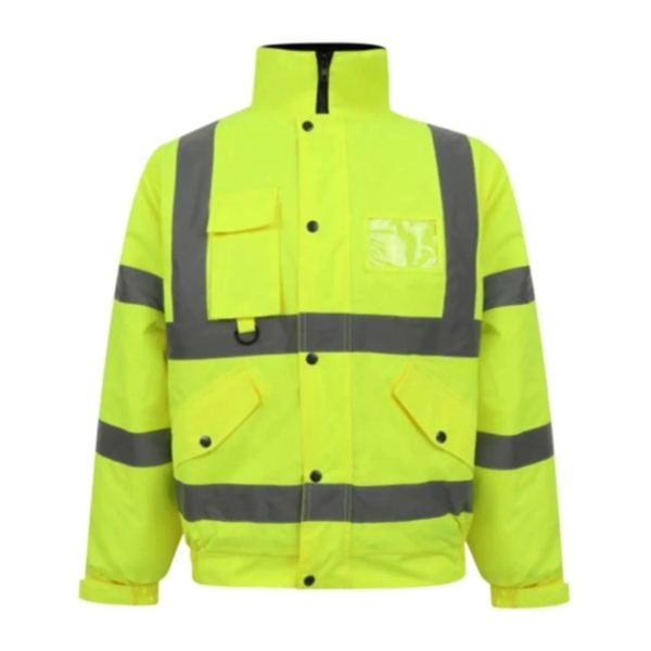 Hi Viz Class 3 Waterproof Reflective Safety Bomber Jacket - Hi Viz Class 3 Waterproof Reflective Safety Bomber Jacket - Image 2 of 3