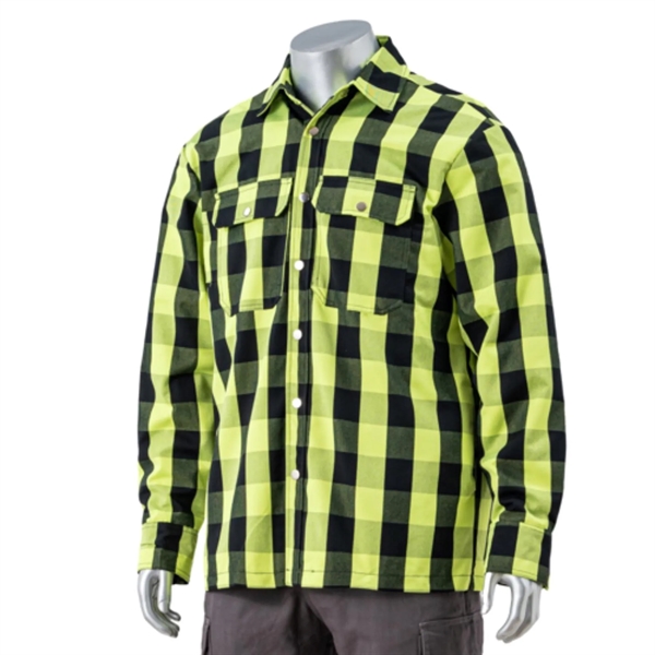 Hi Viz Buffalo Plaid Quilt-Lined Flannel Safety Shirt Jacket - Hi Viz Buffalo Plaid Quilt-Lined Flannel Safety Shirt Jacket - Image 1 of 2