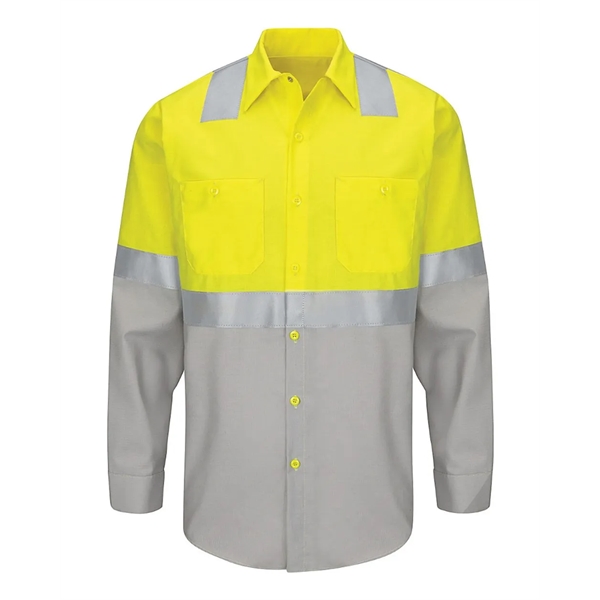 Red Kap Enhanced & Hi-Visibility Long Sleeve Work Shirt - Red Kap Enhanced & Hi-Visibility Long Sleeve Work Shirt - Image 3 of 10