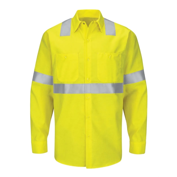 Red Kap Enhanced & Hi-Visibility Long Sleeve Work Shirt - Red Kap Enhanced & Hi-Visibility Long Sleeve Work Shirt - Image 9 of 10