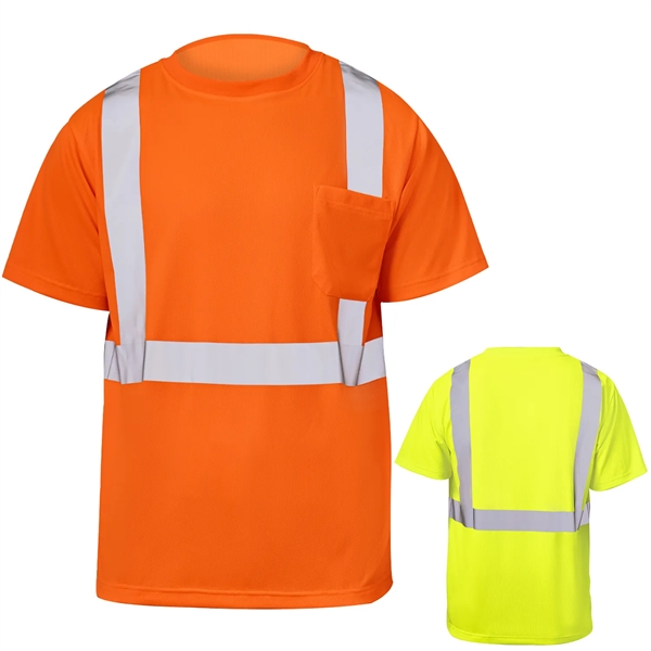 Breathable Class 2 Safety Hi Vis Reflective T-Shirt W Pocket - Breathable Class 2 Safety Hi Vis Reflective T-Shirt W Pocket - Image 0 of 6