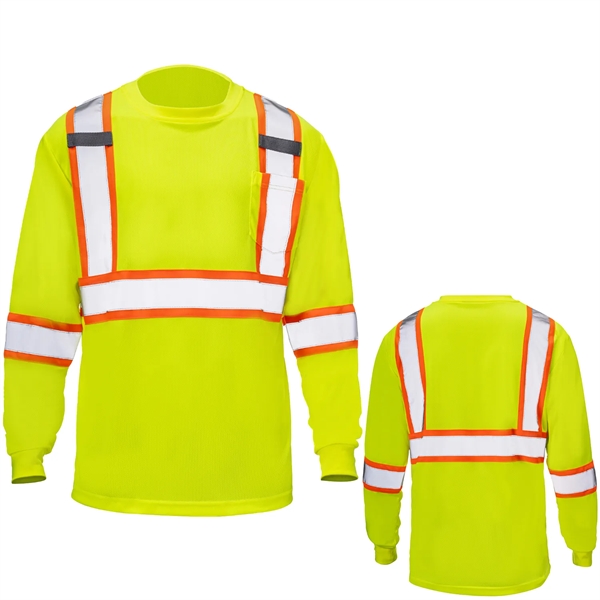 Hi-Viz Reflective Tape Safety Class 3 T-Shirt w/ Pocket - Hi-Viz Reflective Tape Safety Class 3 T-Shirt w/ Pocket - Image 0 of 12