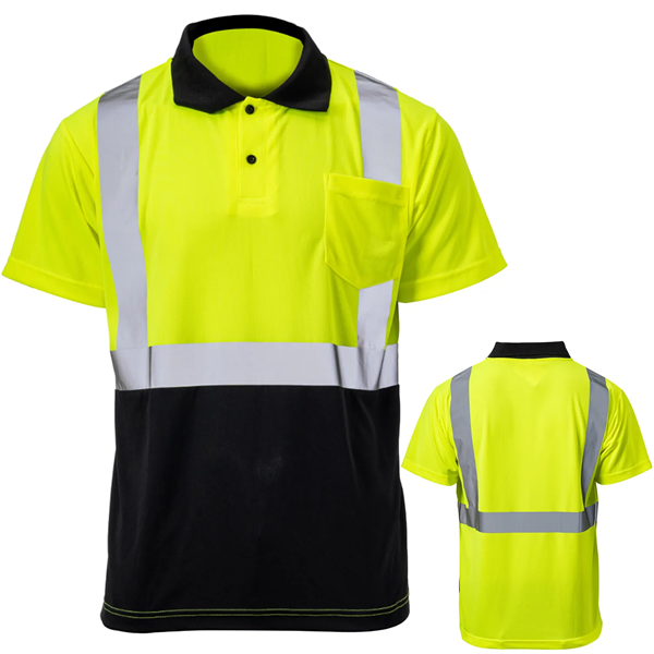 Hi Vis Color Block Breathable Reflective Safety Polo Shirt - Hi Vis Color Block Breathable Reflective Safety Polo Shirt - Image 0 of 3