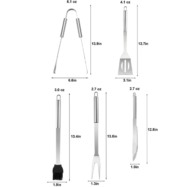 5 pieces Stainless Steel Grill Tools - 5 pieces Stainless Steel Grill Tools - Image 1 of 2