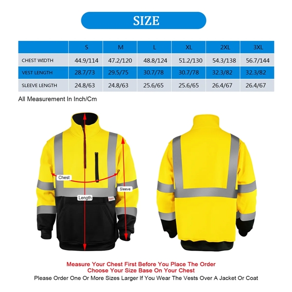 PREMIUM HI VIZ COLOR BLOCK SAFETY QUARTER ZIP WITH POCKET - PREMIUM HI VIZ COLOR BLOCK SAFETY QUARTER ZIP WITH POCKET - Image 1 of 7