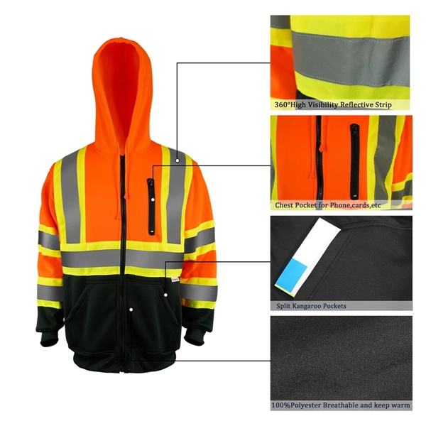 PREMIUM HI VIZ COLOR BLOCK SAFETY QUARTER ZIP WITH POCKET - PREMIUM HI VIZ COLOR BLOCK SAFETY QUARTER ZIP WITH POCKET - Image 7 of 7