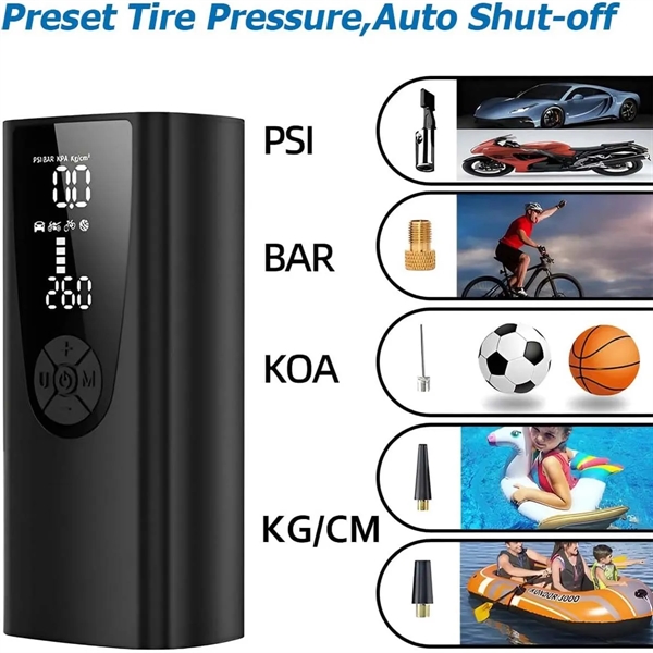 6000mAh Electric Portable Air Pump Tire Inflator Compressor - 6000mAh Electric Portable Air Pump Tire Inflator Compressor - Image 2 of 6