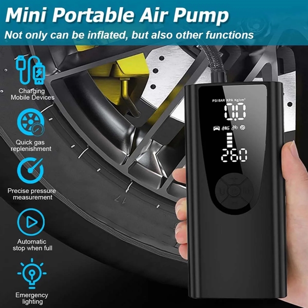 6000mAh Electric Portable Air Pump Tire Inflator Compressor - 6000mAh Electric Portable Air Pump Tire Inflator Compressor - Image 5 of 6