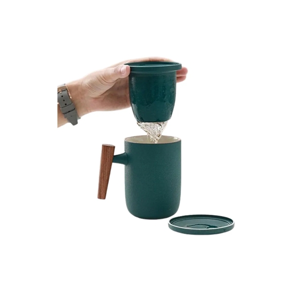 Ceramic Coffee Mug w/ Wooden Handle - Ceramic Coffee Mug w/ Wooden Handle - Image 1 of 1