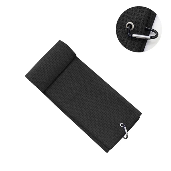 Microfiber Golf Towel with Carabiner Clip 15x15" - Microfiber Golf Towel with Carabiner Clip 15x15" - Image 1 of 8