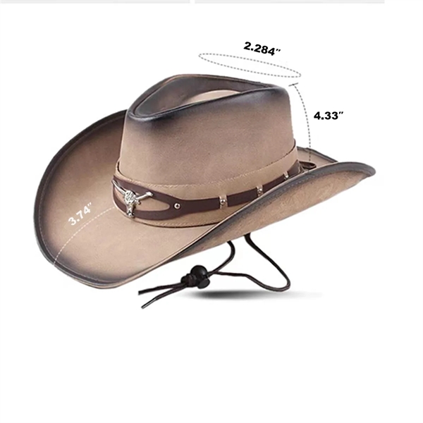 Leather Men's Western Cowboy Hat - Leather Men's Western Cowboy Hat - Image 1 of 3