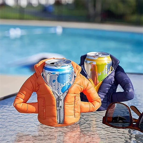 Beer Down Jacket Beverage Bottle Cup Sleeve Can Cooler - Beer Down Jacket Beverage Bottle Cup Sleeve Can Cooler - Image 4 of 4