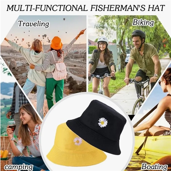 Reversible Cotton Travel Bucket Hat - Reversible Cotton Travel Bucket Hat - Image 2 of 4