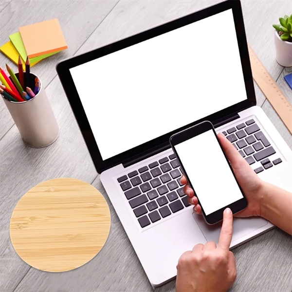 Custom  Bamboo Phone Wireless Charging Pad - Custom  Bamboo Phone Wireless Charging Pad - Image 1 of 1