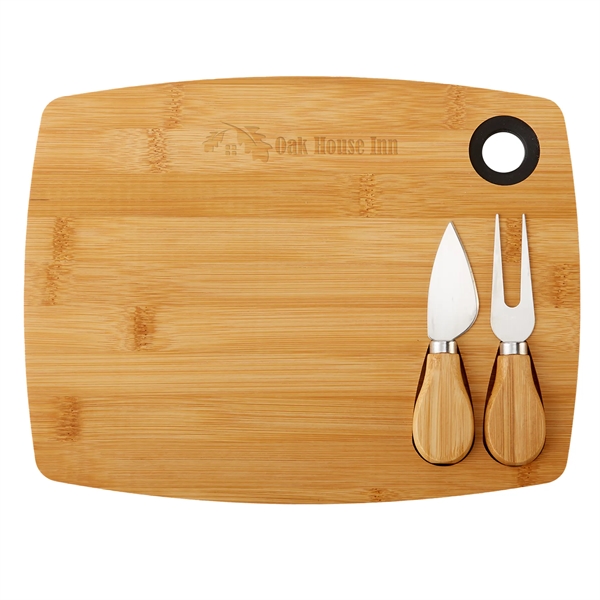 Bamboo Cheese Board Charcuterie Set - Bamboo Cheese Board Charcuterie Set - Image 1 of 9