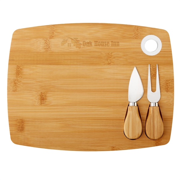 Bamboo Cheese Board Charcuterie Set - Bamboo Cheese Board Charcuterie Set - Image 4 of 9