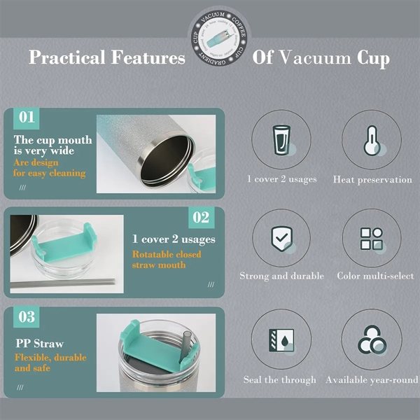 30Oz Insulated Mug Tumbler With Straw - 30Oz Insulated Mug Tumbler With Straw - Image 5 of 6