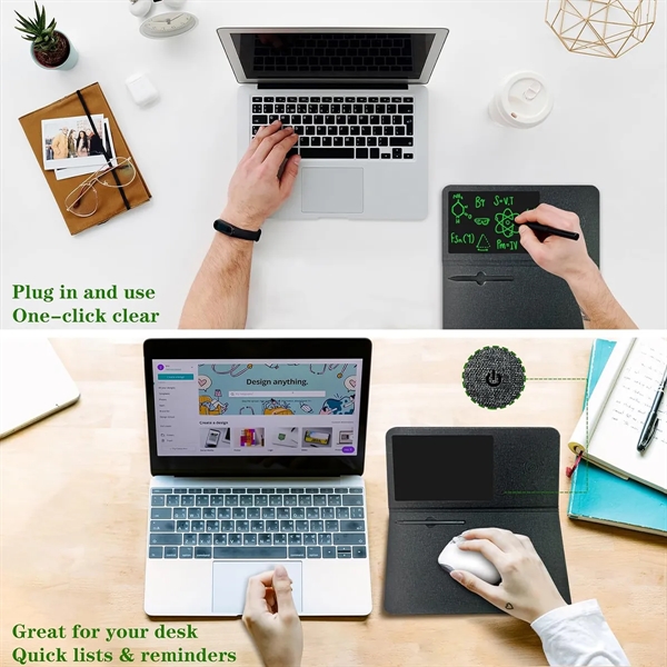 3 in 1 wireless Charging Mouse Pad with LCD Writing Tablet - 3 in 1 wireless Charging Mouse Pad with LCD Writing Tablet - Image 1 of 6