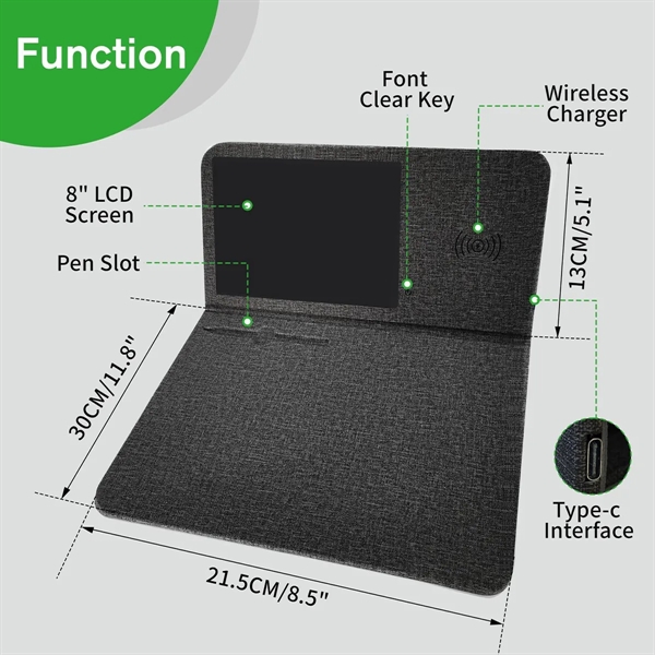 3 in 1 wireless Charging Mouse Pad with LCD Writing Tablet - 3 in 1 wireless Charging Mouse Pad with LCD Writing Tablet - Image 3 of 6