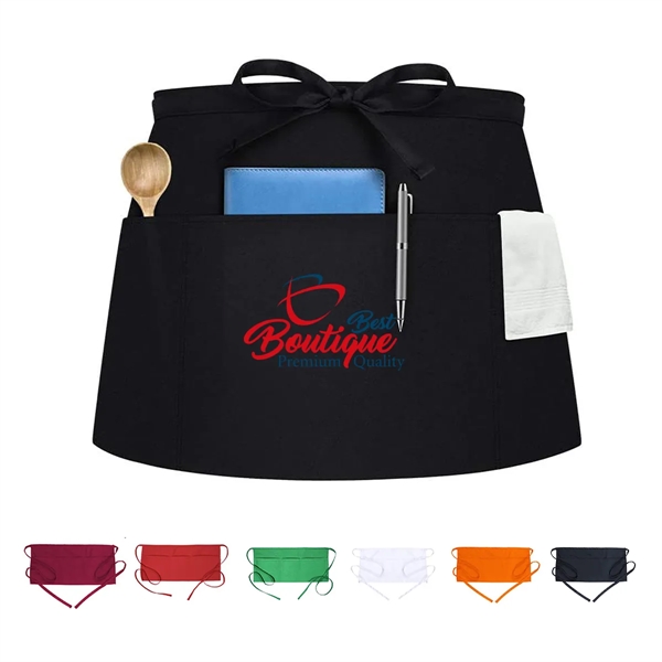 3 Pockets Waitress Waiter Server Apron - 3 Pockets Waitress Waiter Server Apron - Image 0 of 6