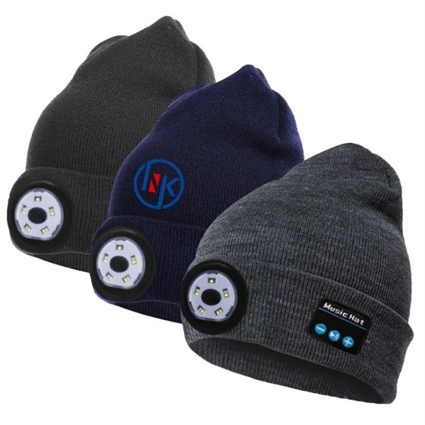 Wireless Beanie Hat with Light and Speaker - Wireless Beanie Hat with Light and Speaker - Image 1 of 4