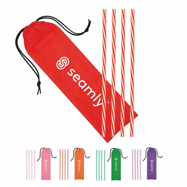 Reusable Straws in Drawstring Pouch - Reusable Straws in Drawstring Pouch - Image 0 of 6