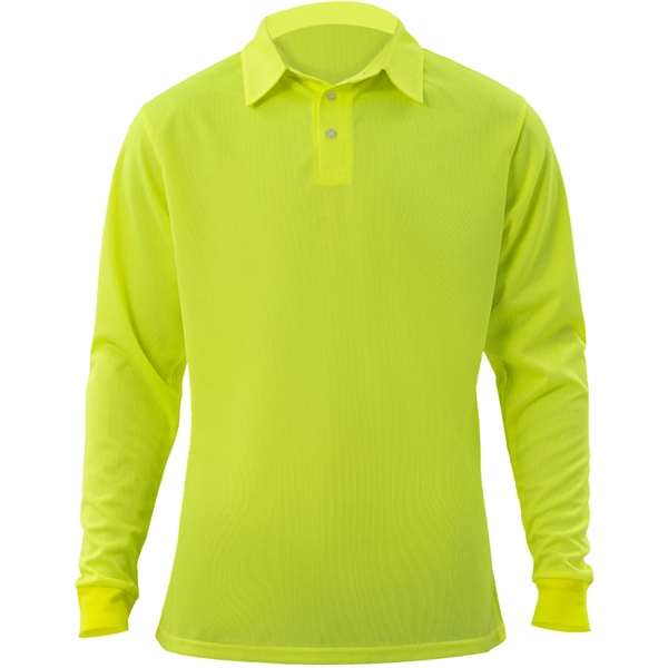 Non-ANSI High Viz Safety Workwear Long Sleeve Polo - Non-ANSI High Viz Safety Workwear Long Sleeve Polo - Image 4 of 6