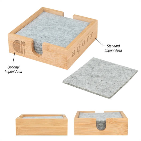 Bamboo & Recycled Felt Coaster Set - Bamboo & Recycled Felt Coaster Set - Image 0 of 2