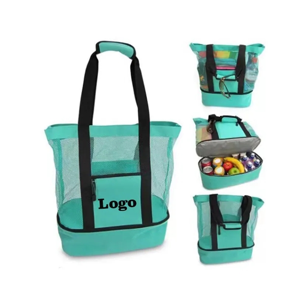 Mesh Beach Tote Bag with Detachable Cooler - Mesh Beach Tote Bag with Detachable Cooler - Image 0 of 2