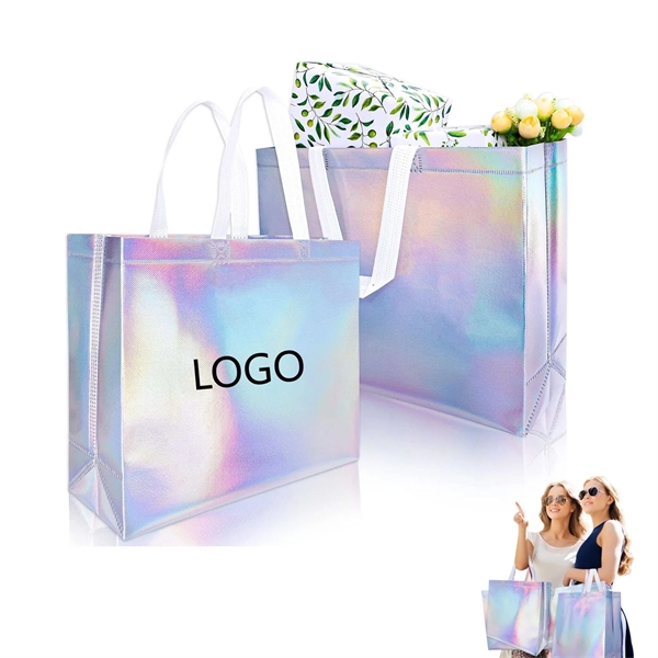 Large Waterproof Reusable Iridescent Gift Tote Bags - Large Waterproof Reusable Iridescent Gift Tote Bags - Image 0 of 4