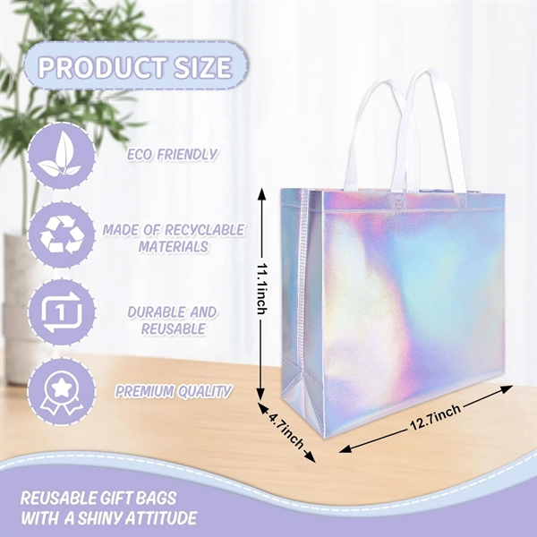 Large Waterproof Reusable Iridescent Gift Tote Bags - Large Waterproof Reusable Iridescent Gift Tote Bags - Image 2 of 4