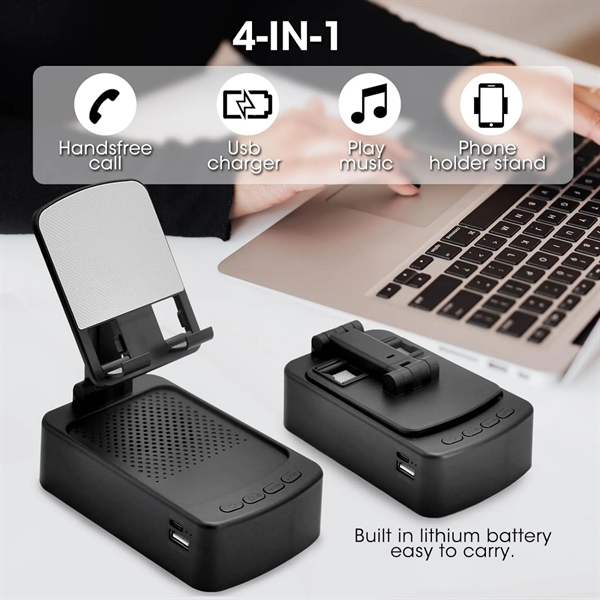 Adjustable Cell Phone Stand With Bluetooth Speaker - Adjustable Cell Phone Stand With Bluetooth Speaker - Image 4 of 6