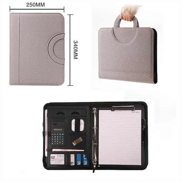 A4 Business Padfolio Folder with Zipper - A4 Business Padfolio Folder with Zipper - Image 1 of 4