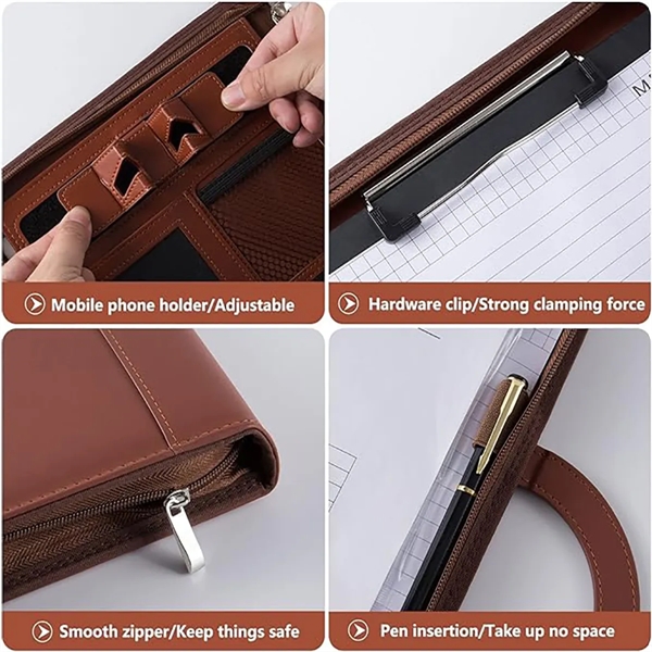 A4 Business Padfolio Folder with Zipper - A4 Business Padfolio Folder with Zipper - Image 4 of 4