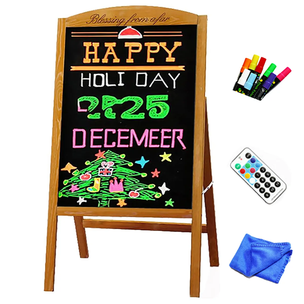 LED Wooden A-Frame Chalkboard Sign - LED Wooden A-Frame Chalkboard Sign - Image 0 of 5