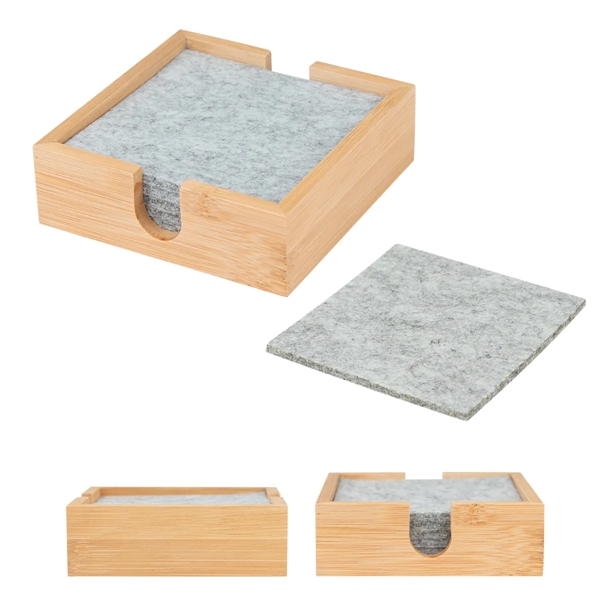 Custom Bamboo & Recycled Felt Coaster Set