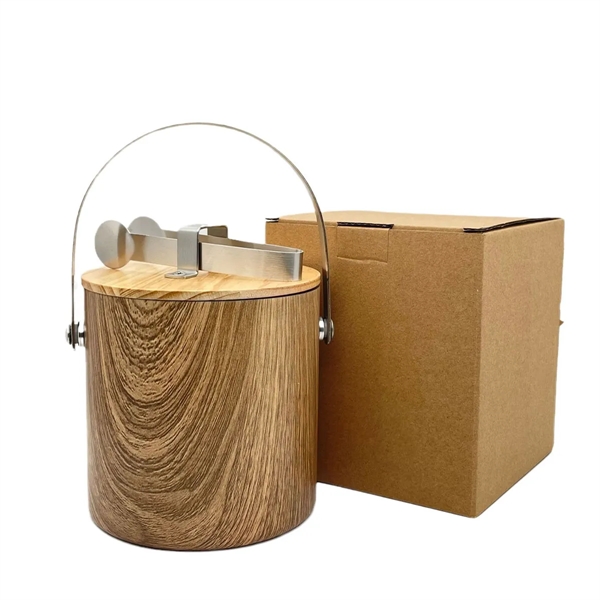 Wooden Stainless Steel Ice Bucket with Tongs - Wooden Stainless Steel Ice Bucket with Tongs - Image 3 of 4