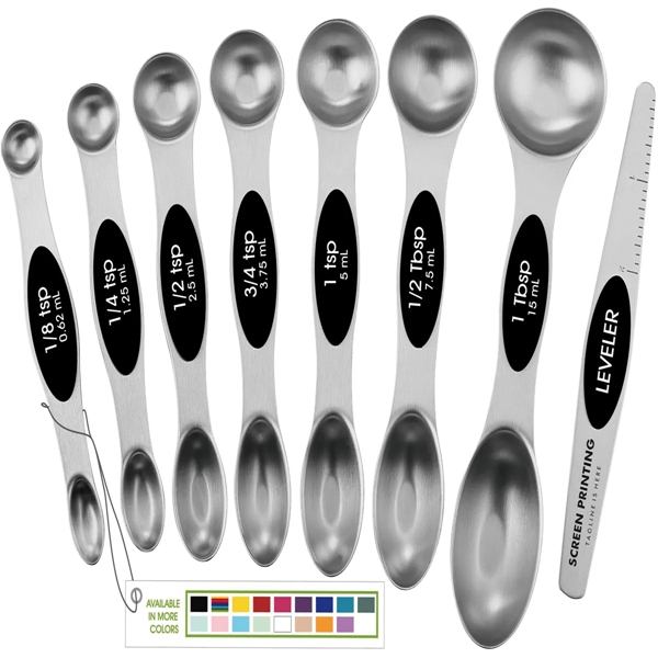 Set of 8 Stainless Steel Magnetic Measuring Spoons - Set of 8 Stainless Steel Magnetic Measuring Spoons - Image 0 of 4