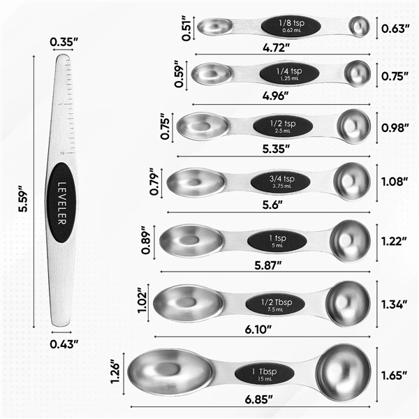 Set of 8 Stainless Steel Magnetic Measuring Spoons - Set of 8 Stainless Steel Magnetic Measuring Spoons - Image 1 of 4