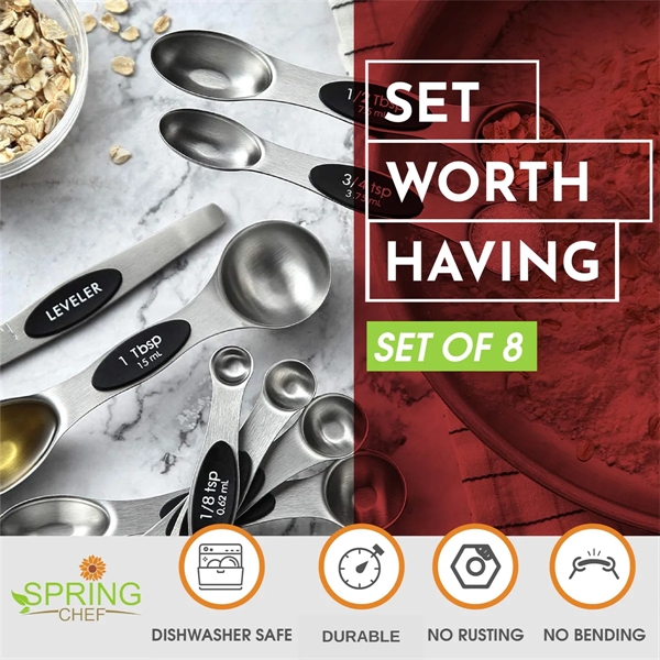 Set of 8 Stainless Steel Magnetic Measuring Spoons - Set of 8 Stainless Steel Magnetic Measuring Spoons - Image 2 of 4