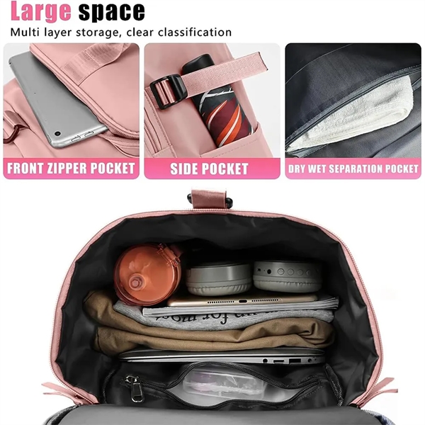 Gym Travel Backpack Duffel Bag with Shoes Compartment - Gym Travel Backpack Duffel Bag with Shoes Compartment - Image 3 of 3