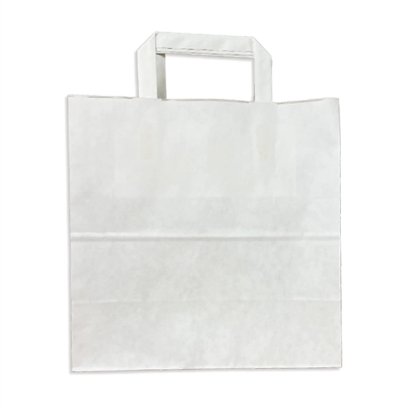 White Flat Handle Bag With One Color Printing - White Flat Handle Bag With One Color Printing - Image 1 of 16