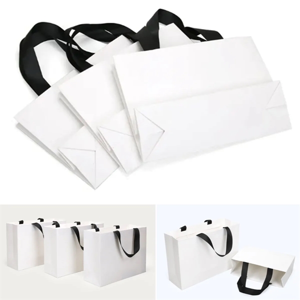 Reusable Foldable White Paper Gift Bags All Over Printing - Reusable Foldable White Paper Gift Bags All Over Printing - Image 2 of 4