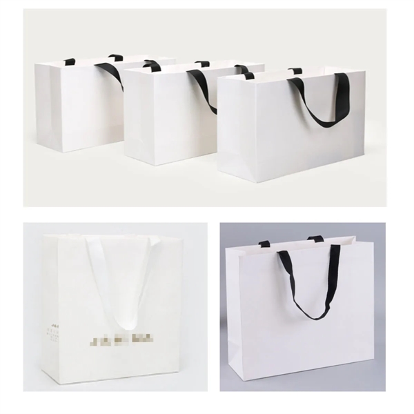 Reusable Foldable White Paper Gift Bags All Over Printing - Reusable Foldable White Paper Gift Bags All Over Printing - Image 3 of 4