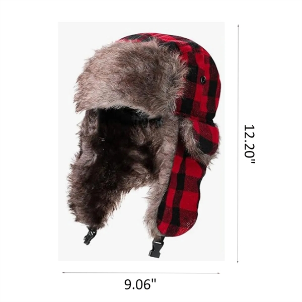 WarmThick Winter Windproof Unisex Plaid Trapper Hat - WarmThick Winter Windproof Unisex Plaid Trapper Hat - Image 1 of 4