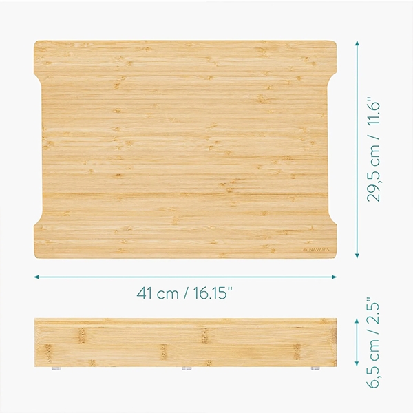 Natural Bamboo Cutting Board W/ 2 Removable Steel Trays - Natural Bamboo Cutting Board W/ 2 Removable Steel Trays - Image 1 of 4
