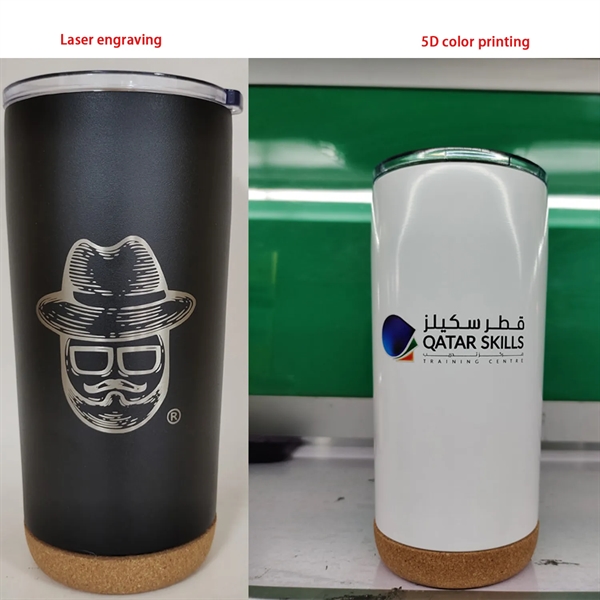 20oz Vacuum Tumbler with Cork Bottom - 20oz Vacuum Tumbler with Cork Bottom - Image 4 of 4