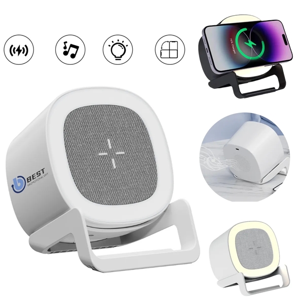 4-In-1 Wireless Charging Music Light Bluetooth Speaker - 4-In-1 Wireless Charging Music Light Bluetooth Speaker - Image 0 of 8