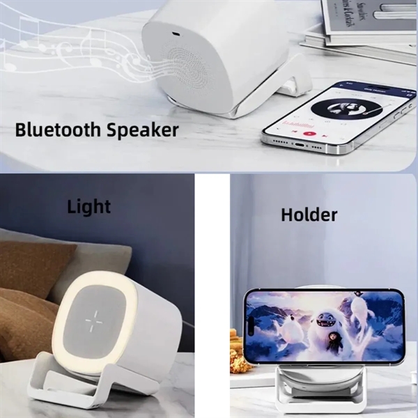 4-In-1 Wireless Charging Music Light Bluetooth Speaker - 4-In-1 Wireless Charging Music Light Bluetooth Speaker - Image 2 of 8